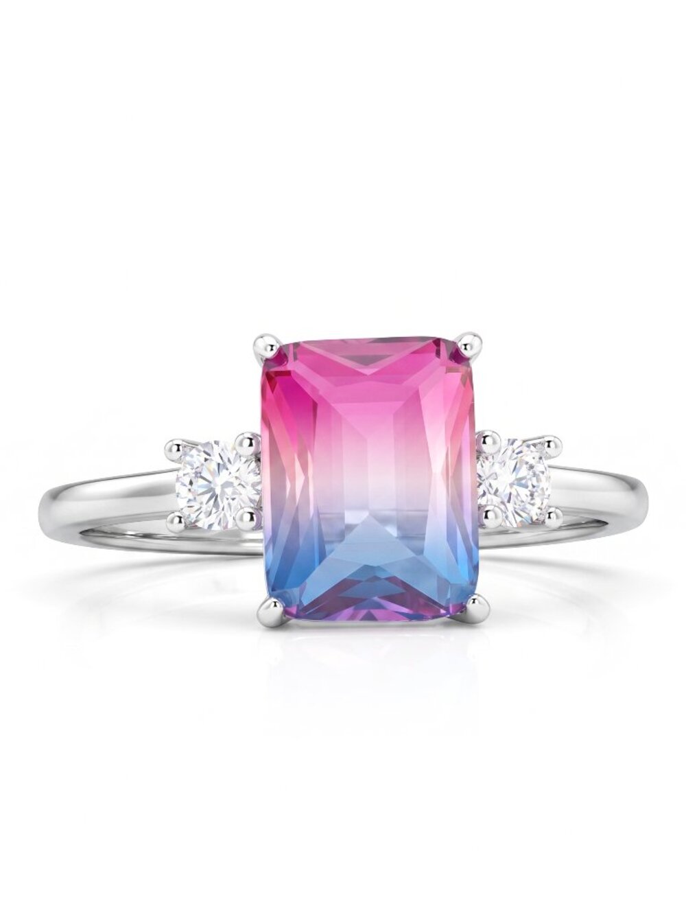 Pink Purple tourmaline stone ring, 925 Sterling Silver Charmed Aroma Size 7